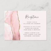 Moderne 'Blush Pink Gold Agate Wedding Reception' Informatiekaartje (Voorkant)