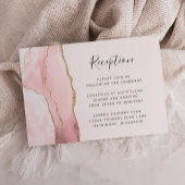 Moderne 'Blush Pink Gold Agate Wedding Reception' Informatiekaartje