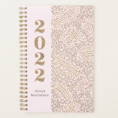Moderne Blush Pink Gold Confetti 2022 Jaar Monogra Planner (Voorkant)