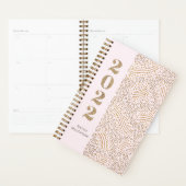 Moderne Blush Pink Gold Confetti 2022 Jaar Monogra Planner (Display)