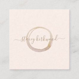 Moderne Blush Pink Gold Faux Glitter Circle Logo Vierkante Visitekaartje