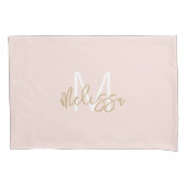 Moderne Blush Pink Gold Girly Monogram Initiaal Na Kussensloop (Voorkant)