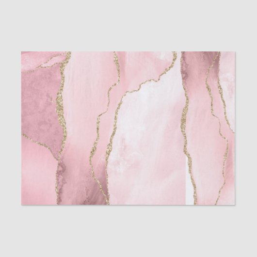 Moderne Blush Pink Gold Glitter Marble Agate Geode Tissuepapier (Voorkant)