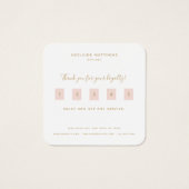 Moderne Blush Pink Gold Monogram Naam Loyalty Card Vierkante Visitekaartjes (Achterkant)