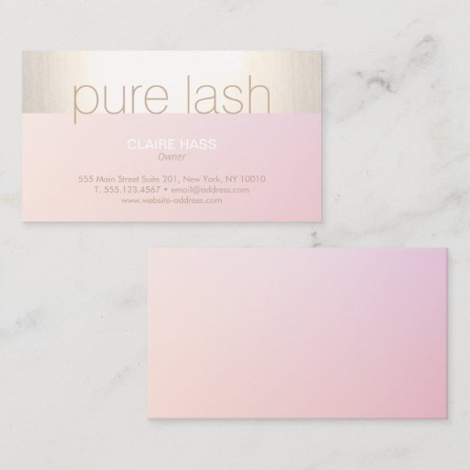 Moderne Blush Pink Gold Stripe Eyelash Extensions Visitekaartje (Voorkant / Achterkant)