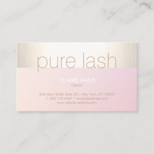 Moderne Blush Pink Gold Stripe Eyelash Extensions Visitekaartje