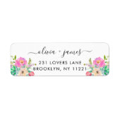 Moderne Blush Pink Greenery Floral Waterverf Etiket (Voorkant)