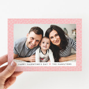 Moderne Blush Pink Hearts Photo Valentijnsdag Feestdagenkaart