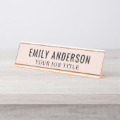 Moderne Blush Pink Kantoor werknemer Bureau Naambordje (Voorkant)