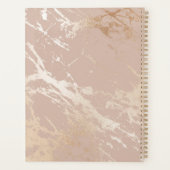 Moderne Blush Pink Marble White Monogram Aangepast Planner (Achterkant)