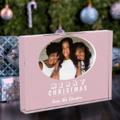 Moderne Blush Pink Merry Kerstfeestdag Fotoblokken