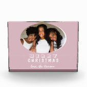 Moderne Blush Pink Merry Kerstfeestdag Fotoblokken (Voorkant)