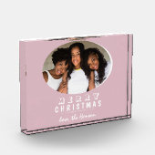 Moderne Blush Pink Merry Kerstfeestdag Fotoblokken (Links)