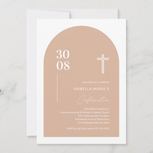 Moderne Blush Pink Minimalist Arch Bevestiging Kaart (Voorkant)