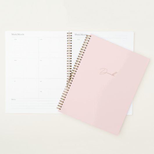 Moderne Blush Pink Minimalist | Naam Gold Script Planner (Display)