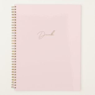 Moderne Blush Pink Minimalist Naam Gold Script Planner