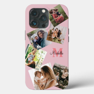Moderne Blush Pink Monogram Multi Foto Case-Mate iPhone Case
