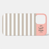 Moderne Blush Pink Neutrale strips Aangepast monog Case-Mate iPhone Hoesje (Back (Horizontal))