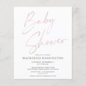 Moderne Blush Pink Script Baby shower FLYER (Voorkant)