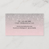 Moderne Blush Pink Silver Glitter Custom Photo Visitekaartje (Achterkant)