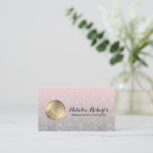 Moderne Blush Pink Silver Glitter Custom Photo Visitekaartje (Staand voorkant)
