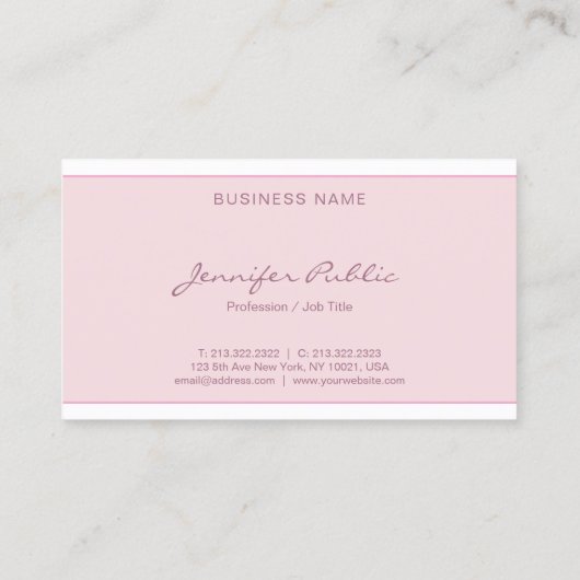 Moderne Blush Pink Simple Elegant Script Minimalis Visitekaartje (Achterkant)