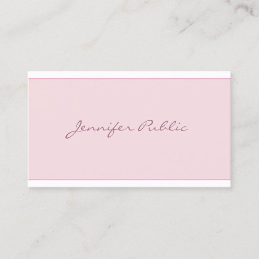 Moderne Blush Pink Simple Elegant Script Minimalis Visitekaartje (Voorkant)