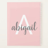 Moderne Blush Pink Simple Monogram Name 2023 Planner (Achterkant)