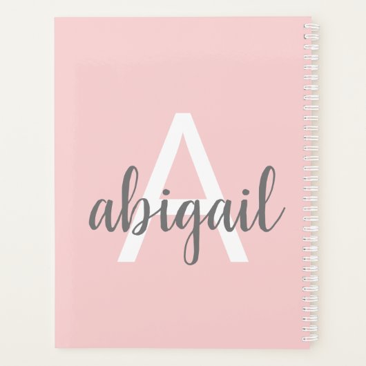 Moderne Blush Pink Simple Monogram Name 2023 Planner (Achterkant)