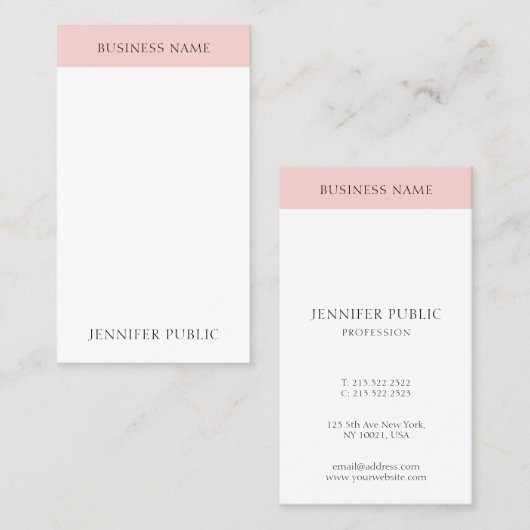 Moderne Blush Pink Simple Trendy Elegant Sjabloon Visitekaartje (Voorkant / Achterkant)