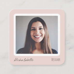 Moderne Blush Pink Social Media Volg mij Foto Vierkante Visitekaartje