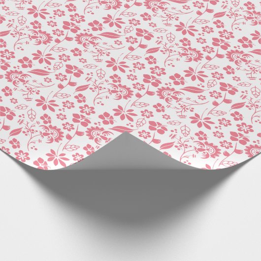 Moderne Blush Pink Spring Flower Pattern Cadeaupapier (Hoek)