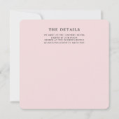 Moderne Blush Pink Sten Celebration Drinken Kaart (Achterkant)