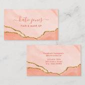 Moderne Blush Pink Waterverf en Faux Gold Visitekaartje (Voorkant / Achterkant)