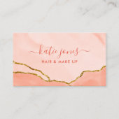 Moderne Blush Pink Waterverf en Faux Gold Visitekaartje (Voorkant)