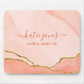 Moderne Blush Pink Waterverf & Faux Gold Business Muismat (Voorkant)