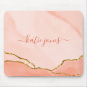 Moderne Blush Pink Waterverf & Faux Gold Muismat (Voorkant)