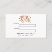 Moderne Blush Pink Waterverf Floral Makeup Artist Aanbevelingskaartje (Achterkant)