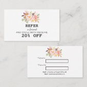 Moderne Blush Pink Waterverf Floral Makeup Artist Aanbevelingskaartje (Voorkant / Achterkant)