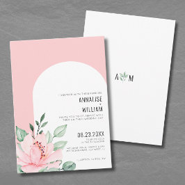 Moderne Blush Pink Waterverf Floral Wedding Kaart