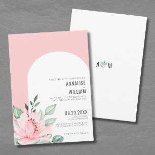 Moderne Blush Pink Waterverf Floral Wedding Kaart