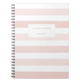 Moderne Blush Pink Waterverf Stripes Notitieboek