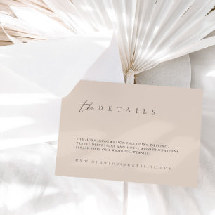 Moderne Blush Pink Wedding Details Enclosure Card Kaart