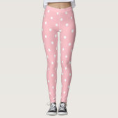 Moderne Blush Pink White Circles Stippen Leggings (Voorkant)