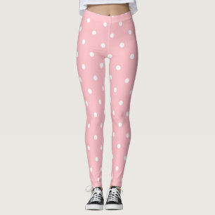 Moderne Blush Pink White Circles Stippen Leggings