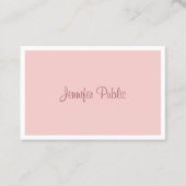 Moderne Blush Pink White Elegant Handscriptscript Visitekaartje (Voorkant)