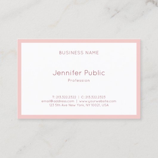 Moderne Blush Pink White Elegant Handscriptscript Visitekaartje (Achterkant)