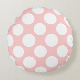Moderne Blush Pink White Polka Dots Pattern Rond Kussen