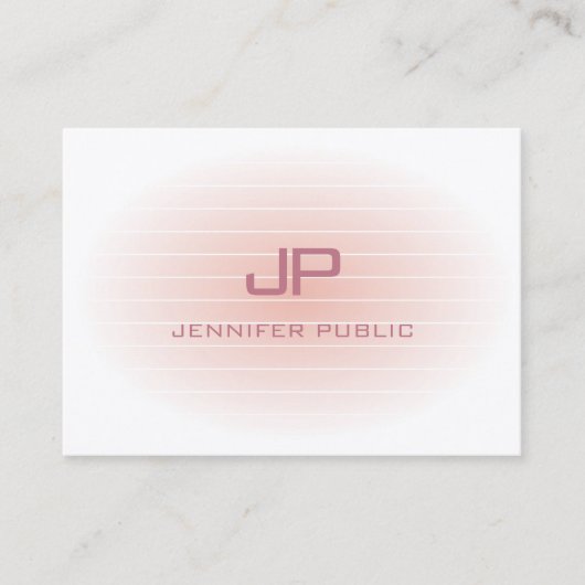 Moderne Blush Pink White Trendy Monogram Sjabloon Visitekaartje (Voorkant)