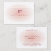 Moderne Blush Pink White Trendy Monogram Sjabloon Visitekaartje (Voorkant / Achterkant)